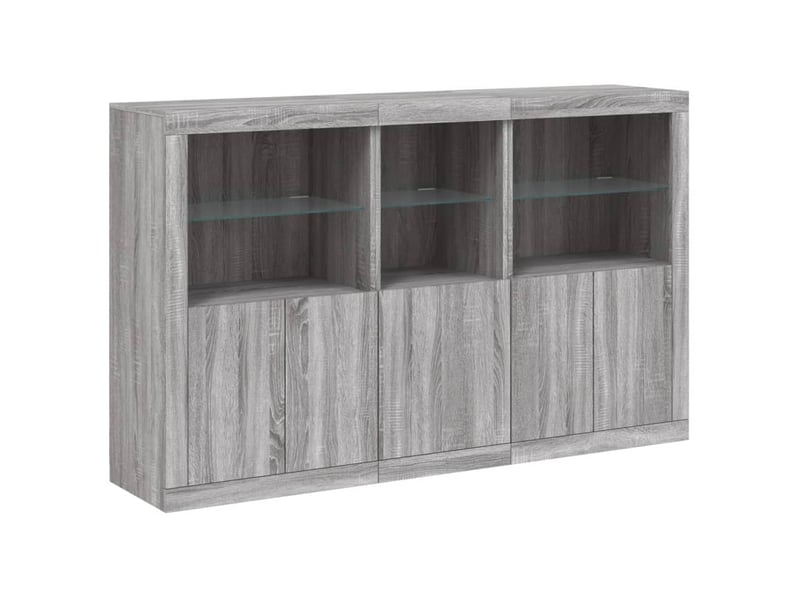  Buffet - bahut - meuble de rangement avec lumières led sonoma gris 162x37x100 cm  - Conforama C