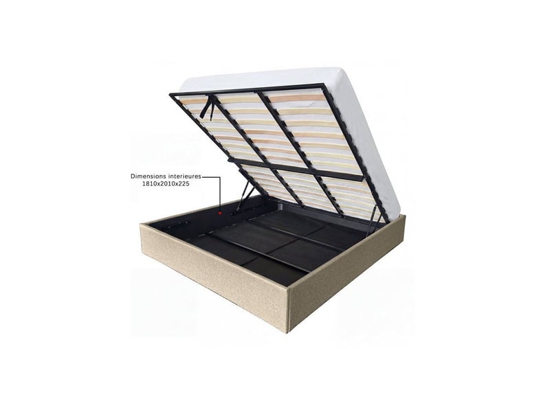  Lit coffre adulte beige eclipse 180 x 200 cm avec sommier relevable à vérins KTECLIPSE180BEIG - Conforama E