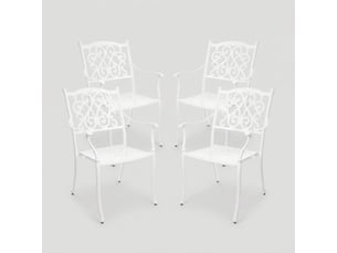 Lot de 4 chaises de jardin bistrot en aluminium avec accoudoirs ivrea bizzotto - blanc