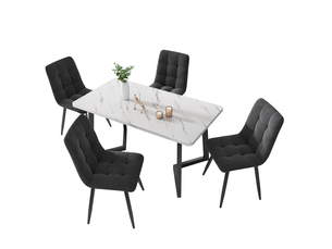 Lot de 4 chaises de salle à manger 44 x 41 x 86 cm gris foncé en velours, pieds en métal avec dossier