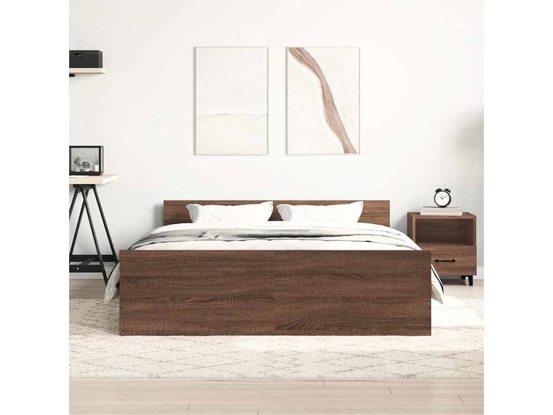  Lit double- lit adulte -  cadre de lit sans matelas chêne marron 120x190 cm  - Conforama B