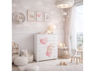Commode 1 tiroir(s)    <strong></strong> <strong>EMILY/B/NPL/BUNNY</strong> coloris blanc largeur 0 cm