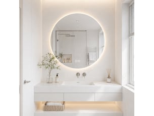 Miroir de salle de bain led rond ø 80 cm – argenté – antibuée, éclairage réglable et commande tactile