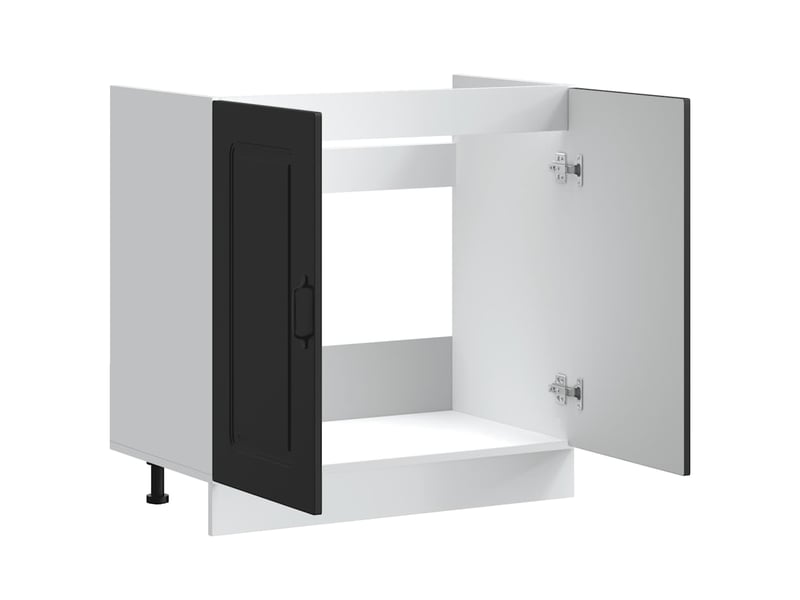 Meuble de cuisine, meuble bas pour évier kalmar noir 80x46x81,5cm bois ingénierie shl9269 - Conforama E