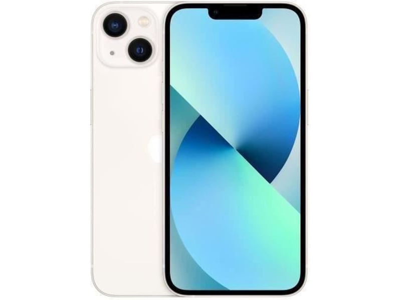 Smartphone iphone 13 128 go double capteur photo led flash ecran encoché couleur starlight - Conforama A