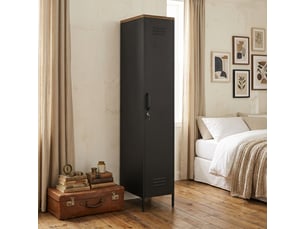 Armoire métallique étroite verrouillable 46 x 35 x 183 cm, noire, 4 étagères