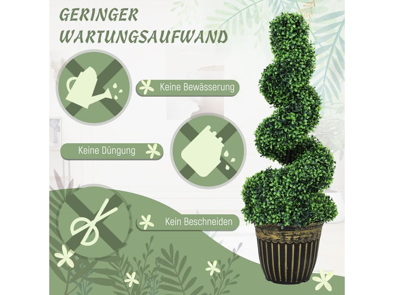  Lot de 2 buis artificiels en spirale avec pot h 90 cm vert  - Conforama E
