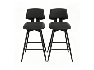 Lot de 2 tabourets de bar,45.5x45.5x89 cm,pivotants,similicuir,noir