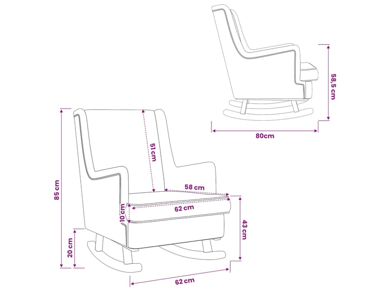  Vidaxl chaise à bascule taupe 62 x 80 x 85 cm tissu  - Conforama C