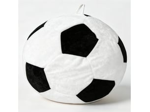 Fauteuil poire football fixe 1 place en tissu noir et blanc, grand format 130 cm pour vos moments détente