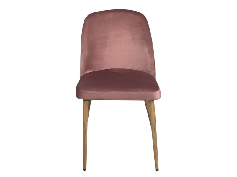  Lot de 2 chaises de salle à manger dima en velours rose avec pieds métal décor bois clair  - Conforama B
