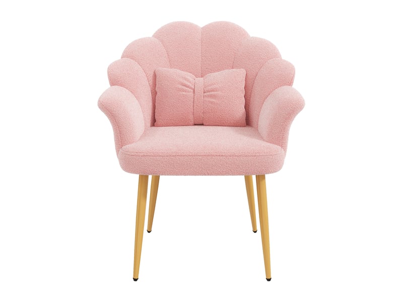  Lot de 4 chaises de salle à manger 64 x 65,5 x 85 cm roses, tissu peluche, pieds métal dorés  - Conforama A