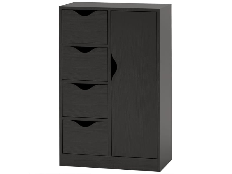  Meuble de rangement avec buffet, commode, armoire et quatre tiroirs, en bois, pour salon, cuisine, entrée, salle à manger, noir  - Conforama B