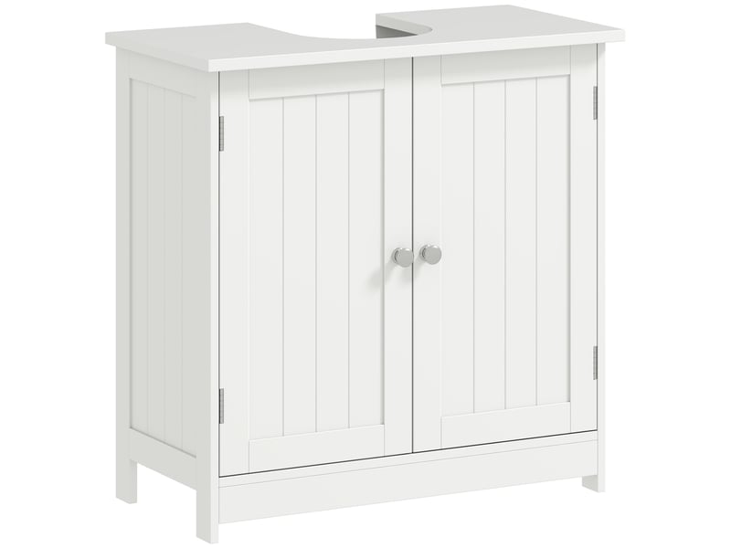  Meuble sous lavabo blanc à 2 portes, étagère réglable, 60 x 30 x 60 cm  - Conforama A