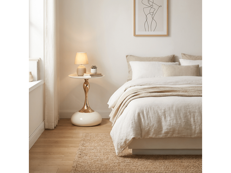  Table d'appoint ronde, avec plateau et base en métal, pour salon et chambre, 44 × 41 × 20 cm  - Conforama D