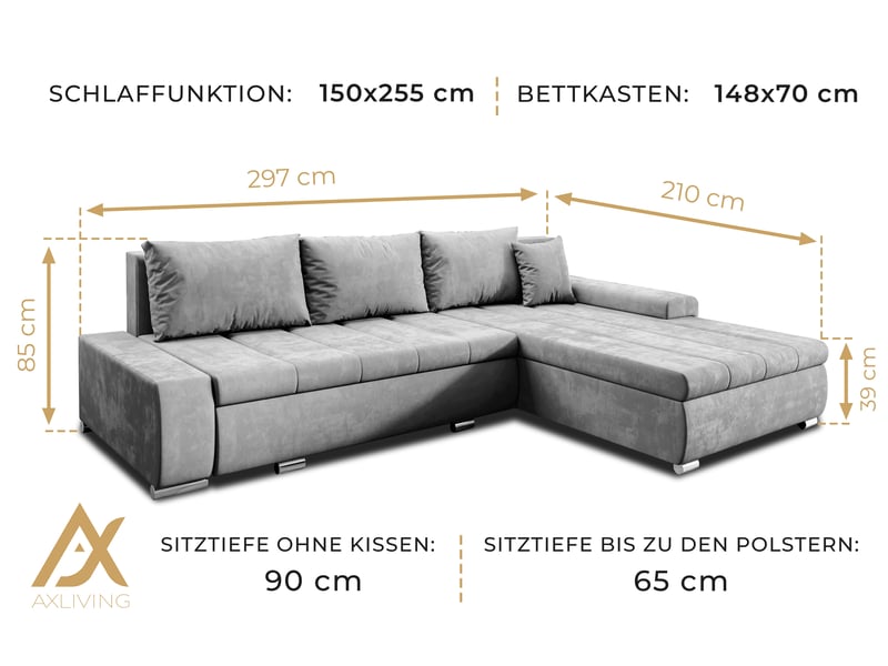  Canapé d’angle tunceli marron 297 cm convertible moderne Tunceli - Conforama D