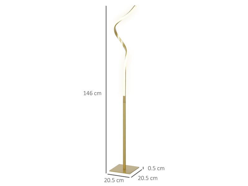  Lampadaire led en spirale, doré, avec 3 niveaux de luminosité et interrupteur au pied.  - Conforama E