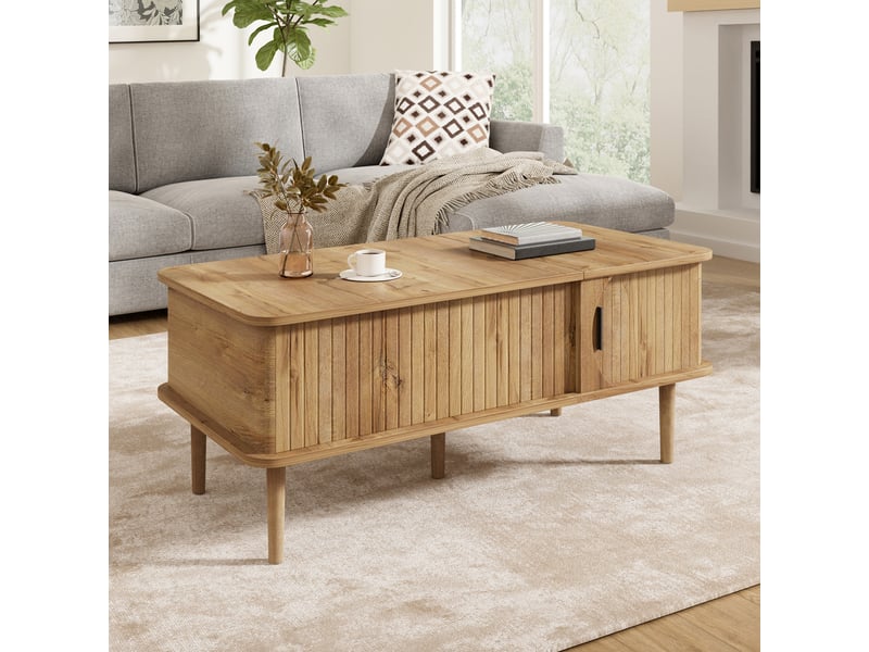  Lit superposé enfant 90x200 et 90x190 en bois blanc et chêne, avec lit gigogne à roulettes, bureau mobile, armoire escalier et étagère  - Conforama D