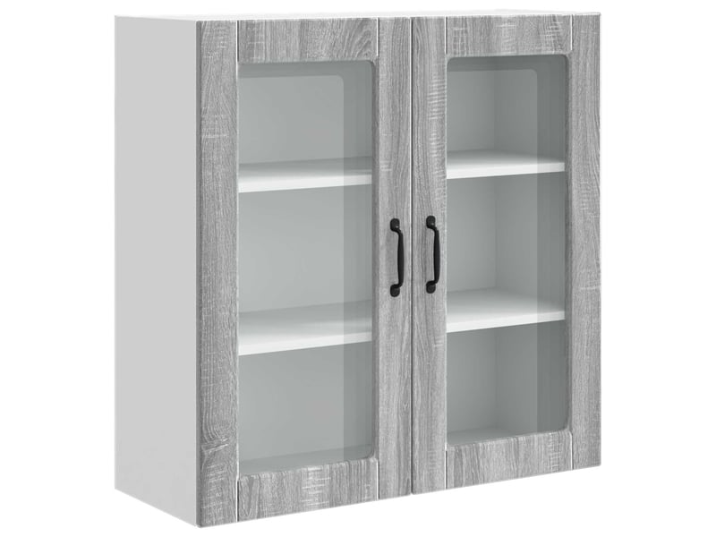 Meuble mural de cuisine, cabinet en verre mural gris sonoma 80x31x80cm - Conforama A