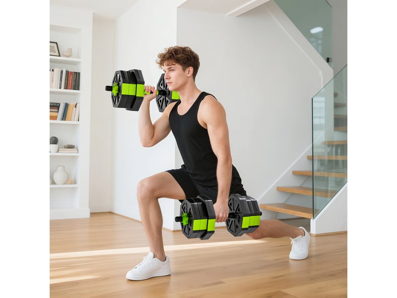  Ensemble de poids de musculation multifonction 6 en 1, 20 kg au total, en plastique et sable, 125 x 18 x 18 cm, vert  - Conforama D