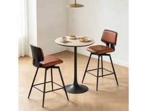 Lot de 2 tabourets de bar pivotants,45,5x45,5x89 cm,similicuir,marron