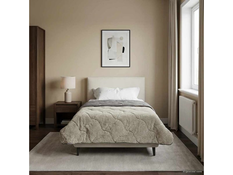  Duvet - couette complet toute l'année matelassé gris clair 135 x 200 cm  - Conforama D