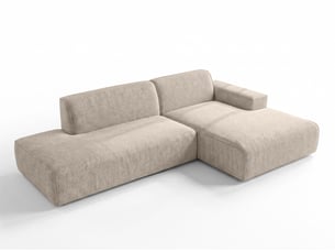 Canapé d'angle droit fixe <strong>AX LIVING </strong> <strong>Didim Duo</strong> 4 places Tissu beige