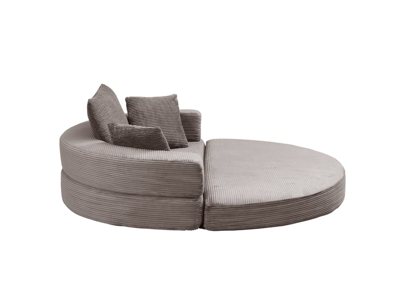  Canapé-lit pliable corda, marron gris, modulable, ovale 173x176 cm, coussins, tissu velours côtelé, multifonctionnel  - Conforama E