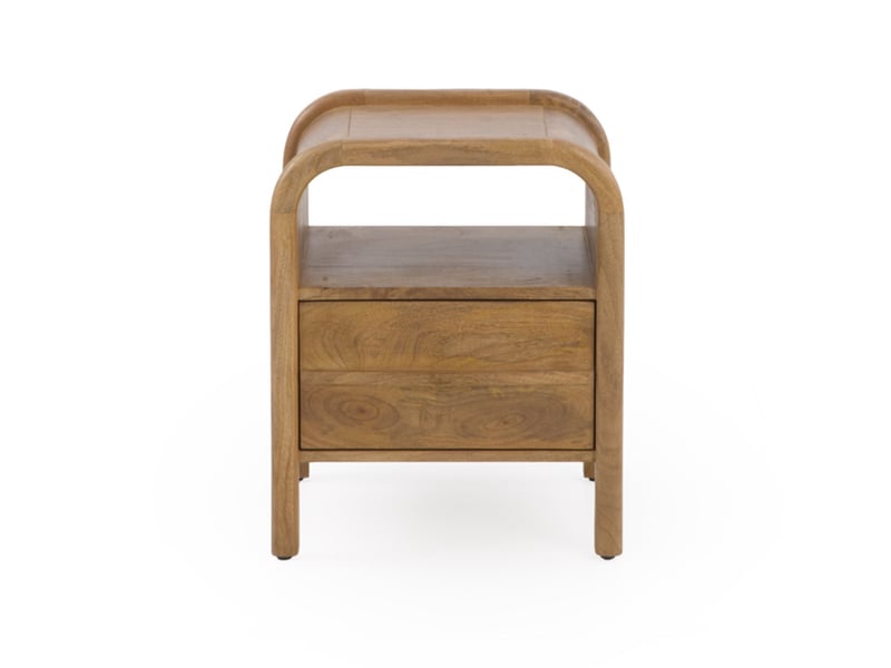  Table de chevet à 1 tiroir en bois massif de manguier  - Conforama C