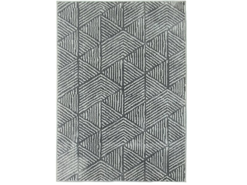  Tapis de salon moderne 170 x 120 cm – gris foncé – lavable en machine, motif géométrique et doux au toucher  - Conforama A