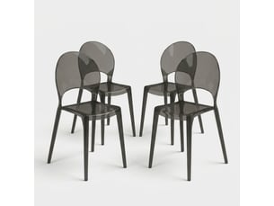 Lot de 4 chaises modernes en polycarbonate pour salle à manger pop