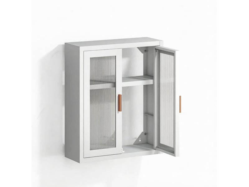  Armoire murale de salle de bains 40x14x50 cm deux portes métal blanc  - Conforama A