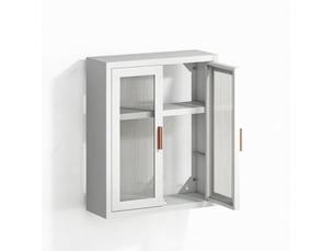 Armoire murale de salle de bains 40x14x50 cm deux portes métal blanc