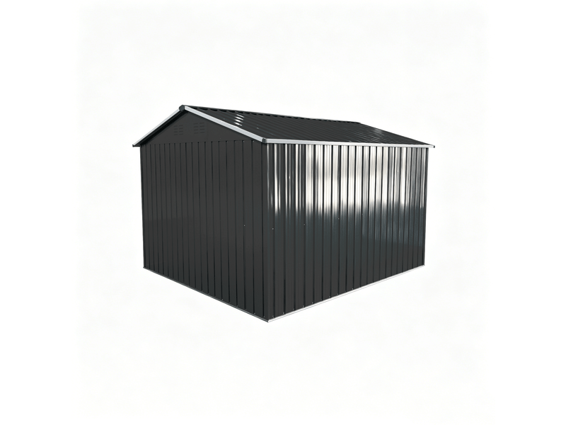  Abri de jardin en métal noir 258,8x313,4x191,5 cm avec cadre de sol  - Conforama D