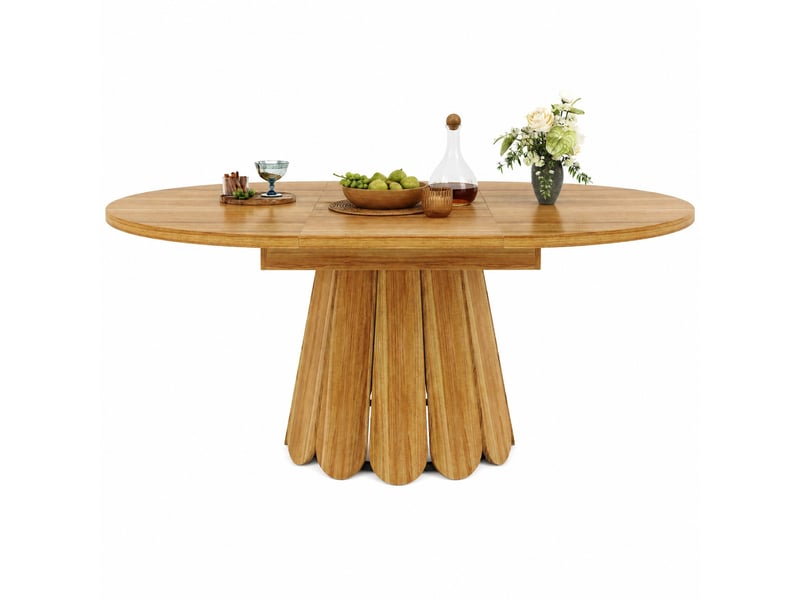  Table extensible avec rallonge pour salle à manger en mdf 118-158×118×76,8 cm marron  - Conforama A