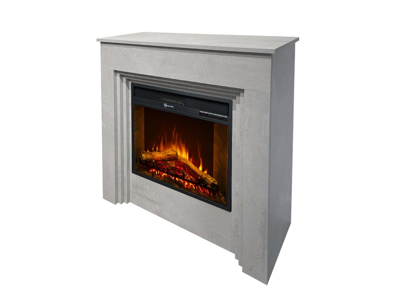 Bellini - cheminée électrique sur pied à effet flamme 96x96x35 cm en bois avec effet béton - Conforama C