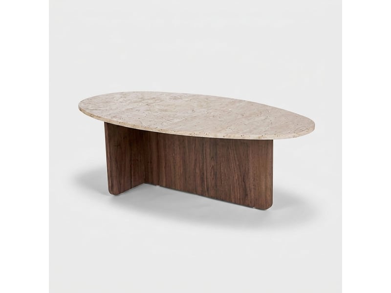  Table basse de salon moderne ovale en bois orba  - Conforama A