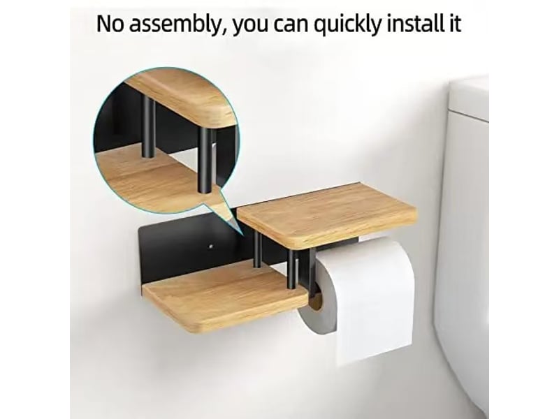  Porte papier toilette mural en bois avec étagères  - Conforama C
