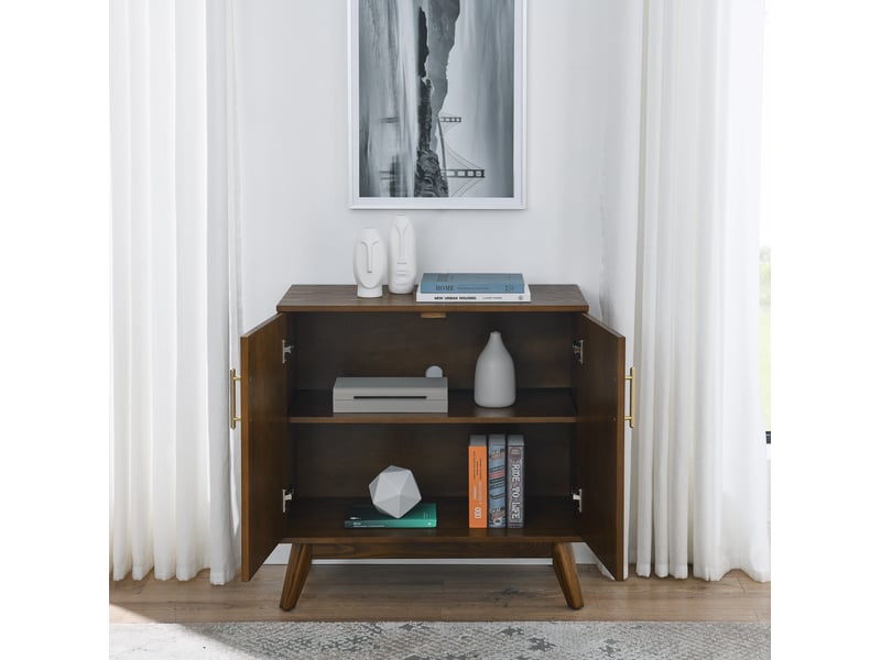  Buffet modenvie style vintage à façades rainurées 80 x 40 x 80 cm mdf et bois noyer  - Conforama D