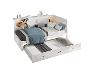 Lit gigogne 90x200 cm BEAOK   coloris blanc
