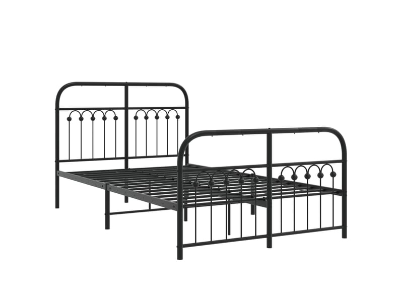 Lit double- lit adulte - cadre de lit métal sans matelas avec pied de lit noir 120x190cm - Conforama B