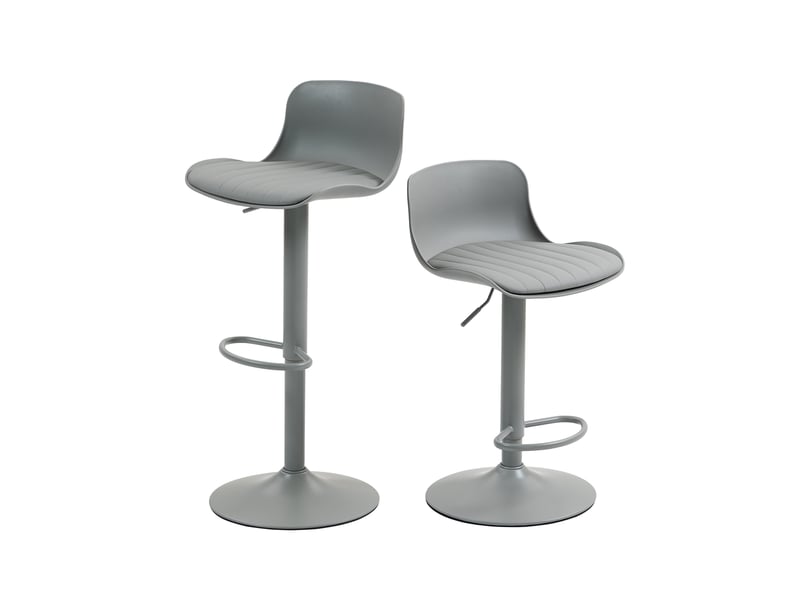  Tabourets de bar réglables lot de 2 avec dossier - lpospi - pivotants 360°, assise rembourrée, métal - gris  - Conforama A