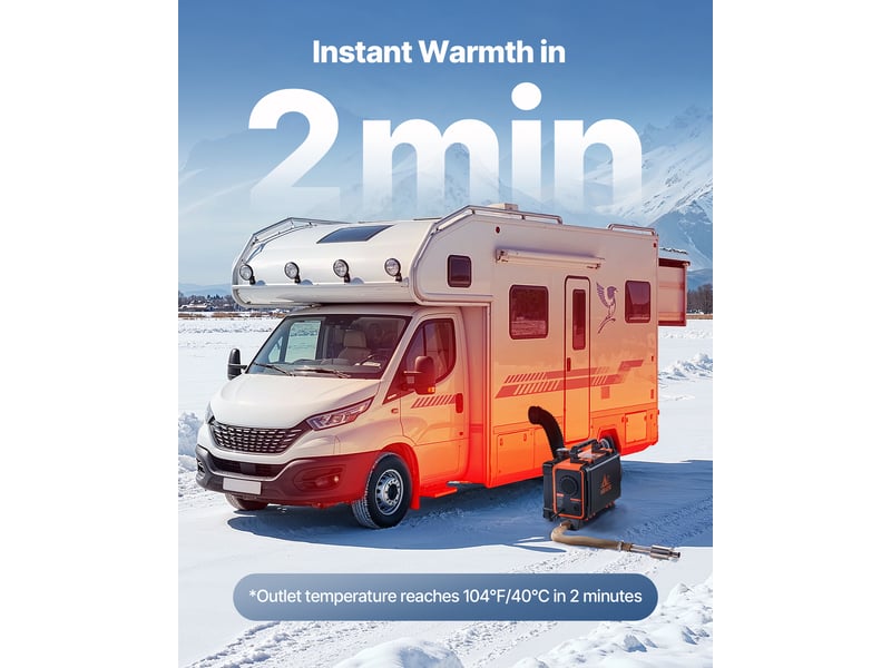  Vevor chauffage diesel portable 8 kw 4,5 l réchauffeur de stationnement XMZ-HTB1 - Conforama C