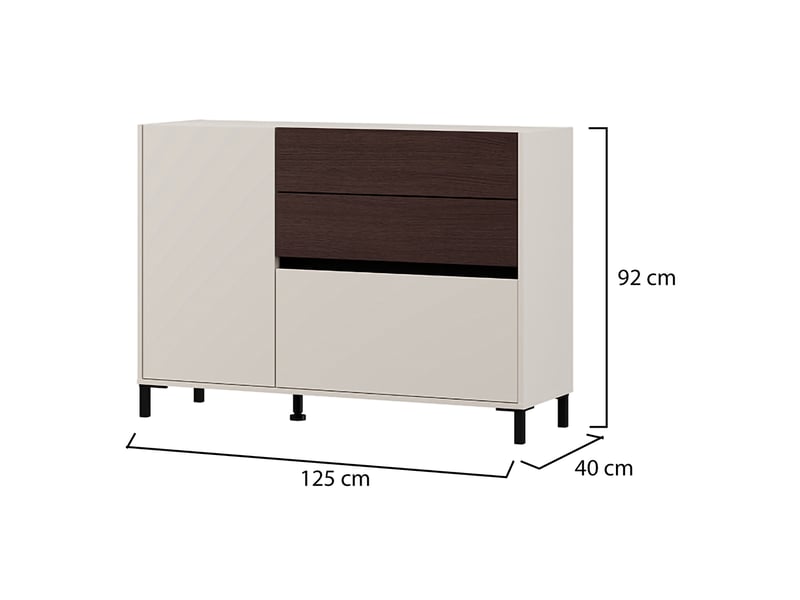  Buffet dmora, meuble à 2 étagères, 125x40x92h cm blanc crème Sideme - Conforama E
