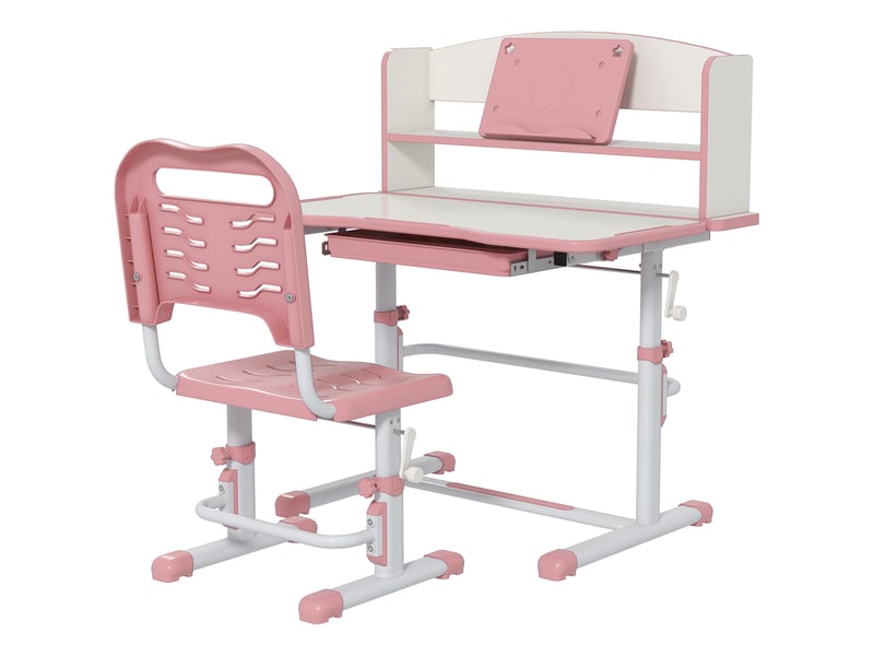  Bureau enfant avec chaise réglable rose 80 x 54,5 x 82-104 cm, bureau enfant 6-12 ans  - Conforama B