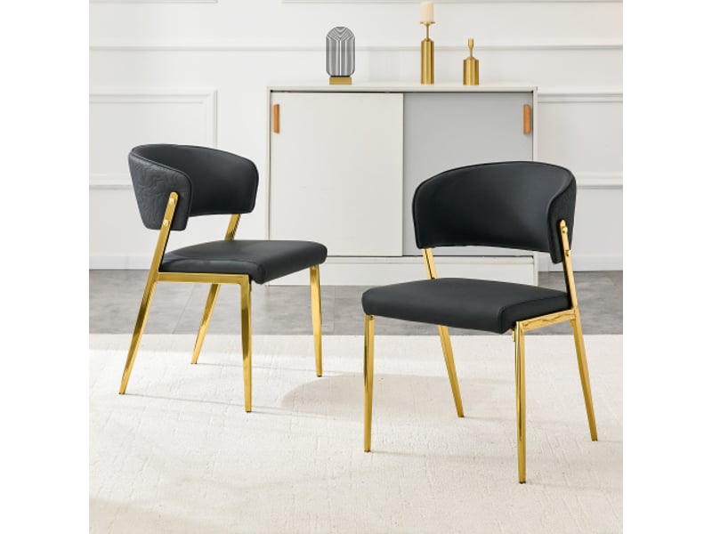  Lot de 2 chaises de salle à manger modernes – cadre métallique, assises et dossiers rembourrés – solides  - Conforama B