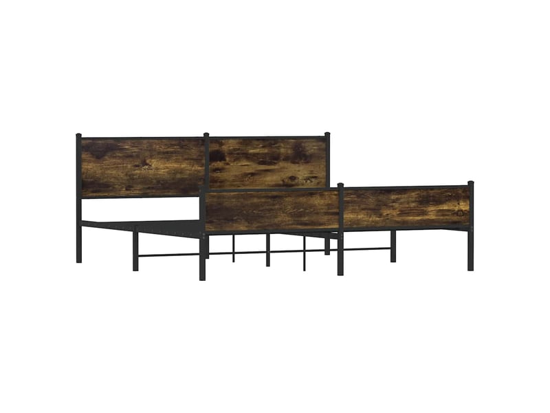 Lit double- lit adulte - cadre de lit en métal sans matelas chêne fumé 200x200 cm - Conforama C