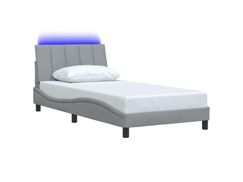  Lit simple- lit adulte -  cadre de lit sans matelas hanko gris clair 100x200 cm tissu  - Conforama D