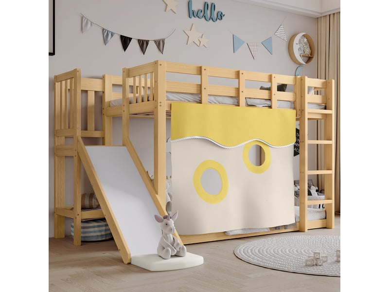  Lit mezzanine 90x200 cm coloris naturel pin lit enfant naturel - Conforama D