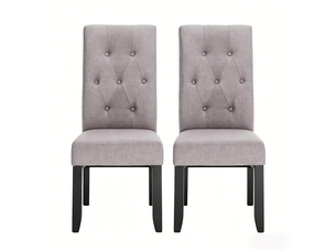 Lot de 2 chaises de salle à manger,à dossier haut,lin,gris clair
